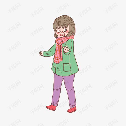 冬季冬日卡通手绘围脖女孩