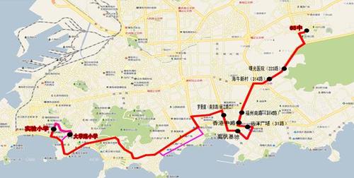 山东青岛市实验小学校车线路图