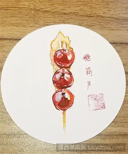 一串糖葫芦怎么画?糖葫芦的彩铅画步骤图分解