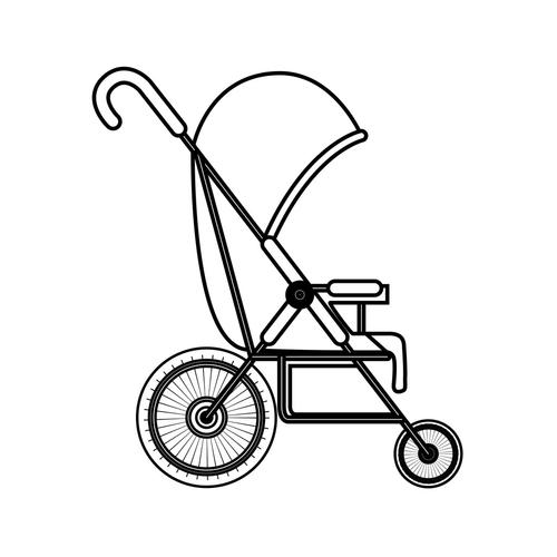 剪影,简单,婴儿车,矢量,插画