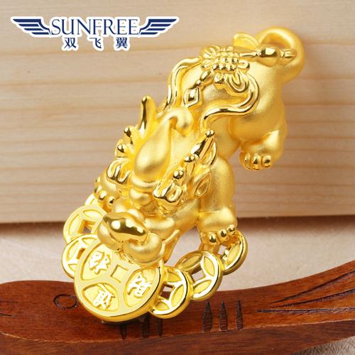 购客黄金霸气大貔貅吊坠足金3d硬金男女款 金钱招财纳福项链金饰礼物