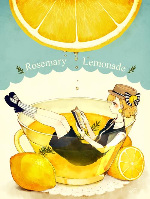 动漫插画唯美少女柠檬清凉lemonade