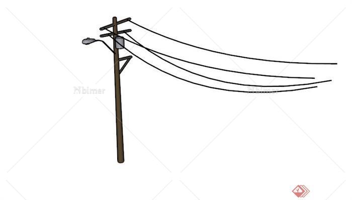现代电线杆路灯设计su模型[原创]