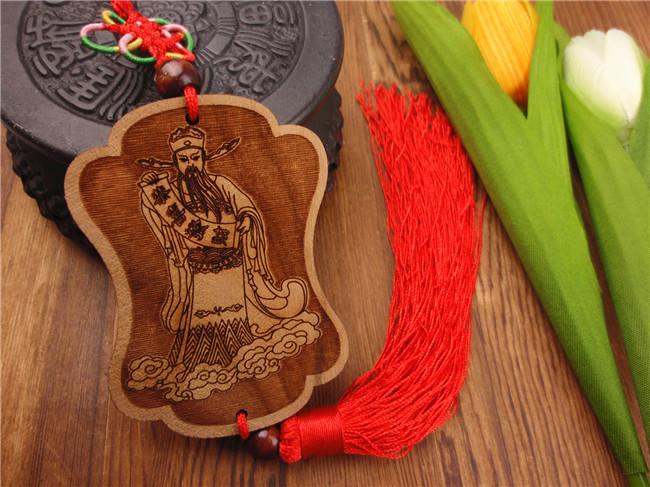供应桃木饰品民间工艺品财神到木质车载挂件桃木挂饰 山水-bg-029