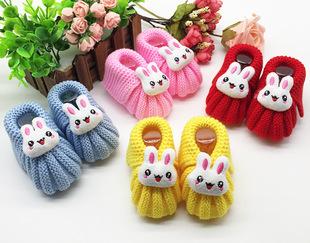 手工编织毛线鞋新生儿鞋子宝宝鞋婴儿鞋 毛线袜秋冬保暧满月鞋