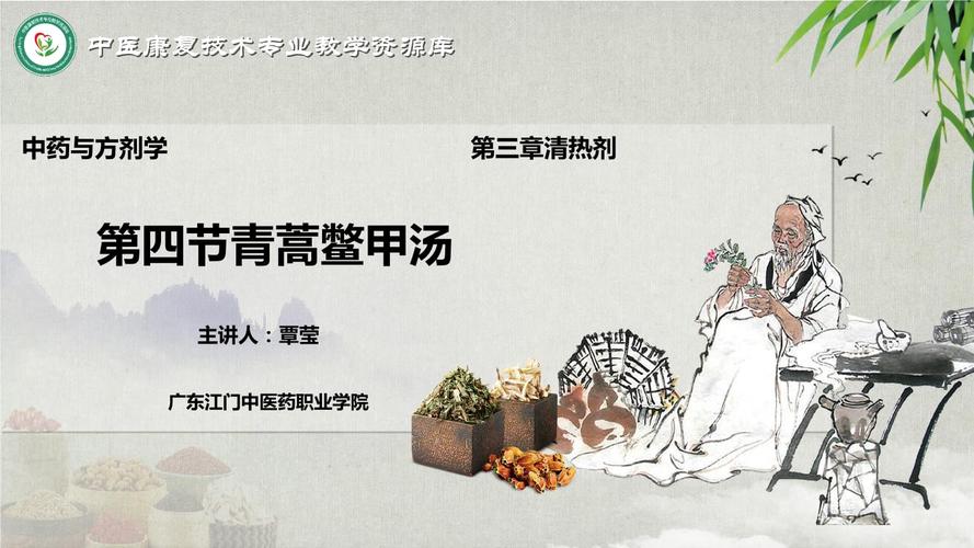 中药与方剂学 第四节青蒿鳖甲汤 第三章清热剂 第四节青蒿鳖甲汤.pptx