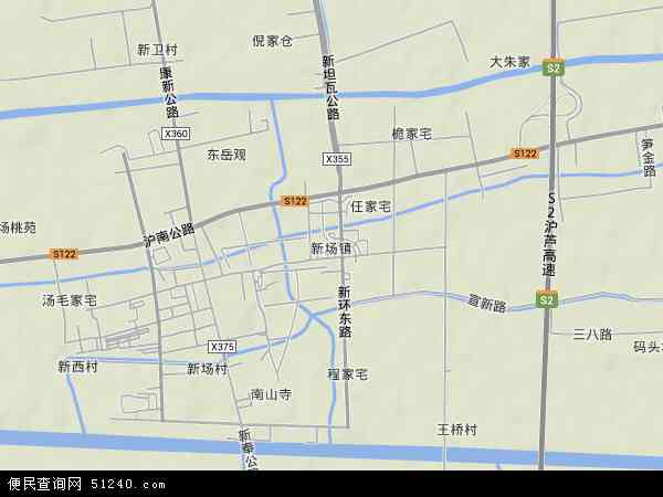 中国上海市浦东新区新场镇地图(卫星地图)