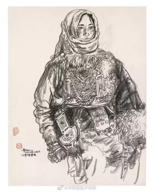 兴趣 绘画 藏族人物素描 吴长江