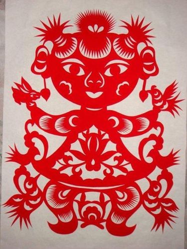 抓髻娃娃剪纸步骤简单