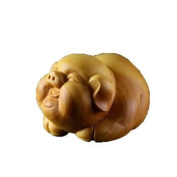 木雕牛工艺礼品家居饰品手把雕刻摆件小猪茶宠黄杨福气动物运势牛长