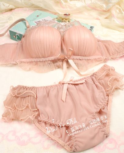 日系少女雪纺网纱蕾丝抹胸性感日韩调整型聚拢文胸/胸罩套装内衣