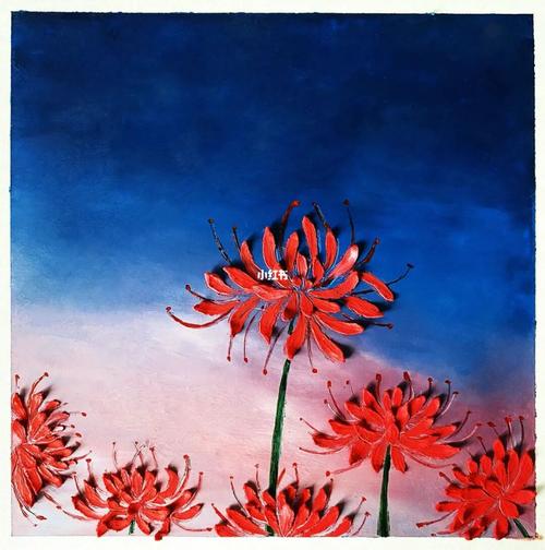 油画棒彼岸花(带详细步骤)_油画棒_彼岸花_临摹_颜料