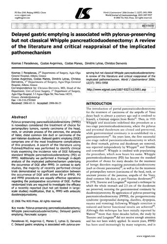elayed gastric emptying is associated with pylorus-preserving