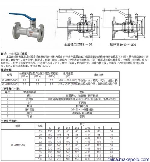 不锈钢手动一体式法兰球阀q41f-16p 国标 美标 工业球阀