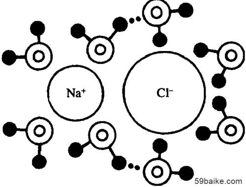 11 邻近nacl离子对的水分子的可能排列方式 图中仅显示纸平面中的水