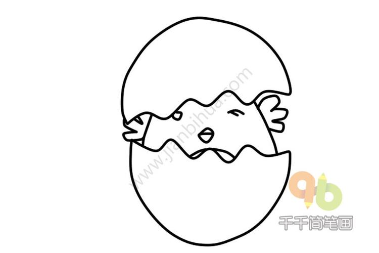 开学第一课,无壳孵小鸡,多么可爱的一只破壳而出的鸡宝宝简笔画