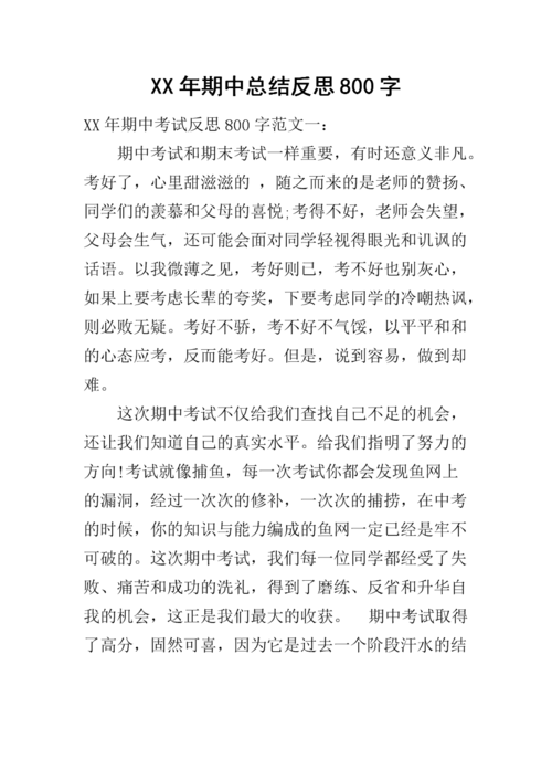 xx年期中总结反思800字.docx