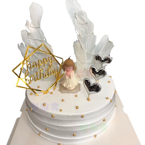 6寸场景少女心天使翅膀生日蛋糕同城速递北京上海广州深圳杭州重庆