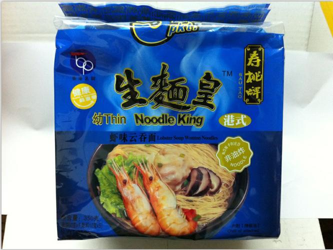 香港寿桃牌生面皇虾味云吞味面350g*12袋/箱