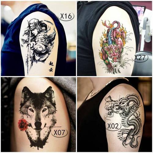 过肩龙纹身贴胸前男2021年新款文身贴纸胳膊防水持久