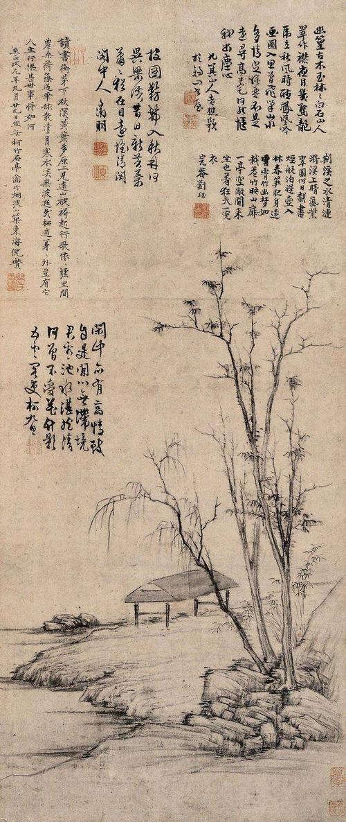 幽秀旷逸,笔简意远,元末明初山水画大师倪瓒代表作品精选