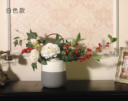 苏墨华丽牡丹花陶瓷花瓶艺术插花仿真花成品假花绢花装饰花艺家居花卉