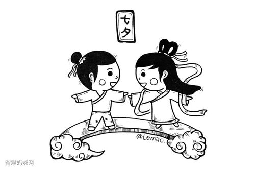 三张七夕节牛郎织女简笔画图片
