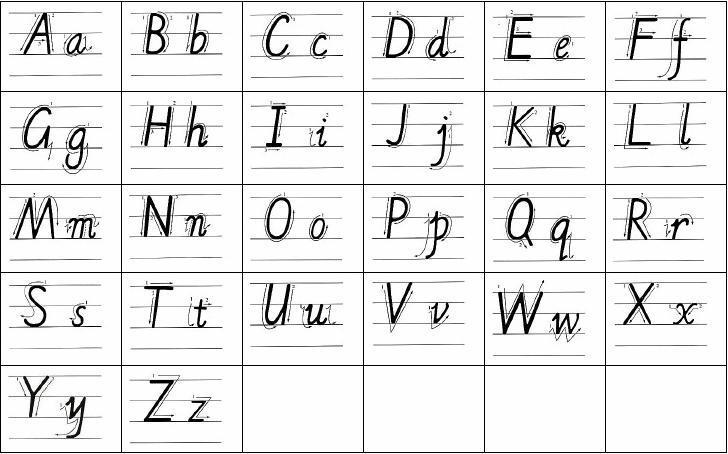 26个英文字母书写标准顺序