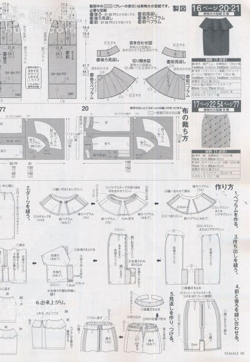 [转载]《小谕义手作》竖条包臀裙(两色)(附裁剪图)