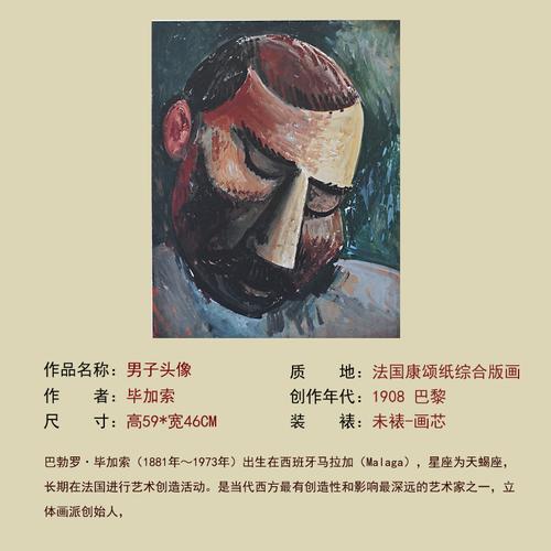 毕加索《男子头像》综合版画 何乐不为文化