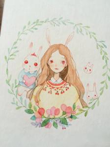 动漫人物水彩简笔画少女步骤