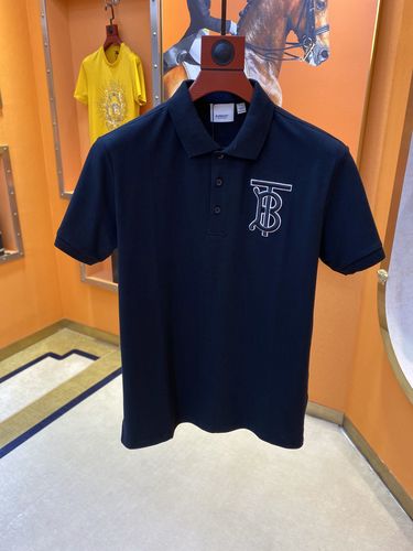 巴宝莉 2020春夏最新款男士短袖翻领t恤,客供订织丝光