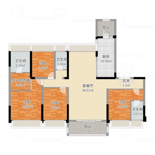 金坛碧桂园-1期4室2厅3卫1厨178.00㎡户型图