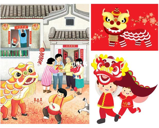儿童漫画每日一练 | 中国传统文化-舞狮_漫画_传统文化_手绘_马克笔