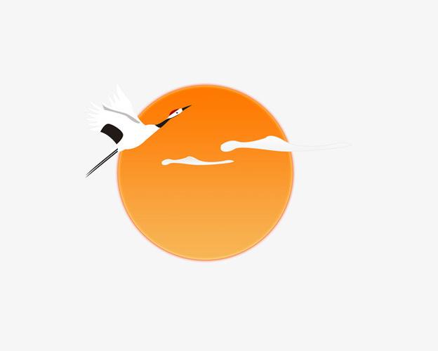 中国风重阳节白鹤夕阳西下