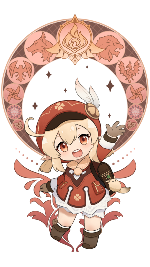 【原神】可莉立牌参考原神官方的立牌样式,再根据自己的画风进行改良