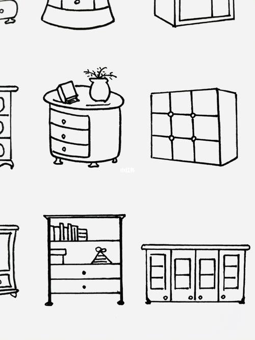 分享一组家具简笔画—柜子