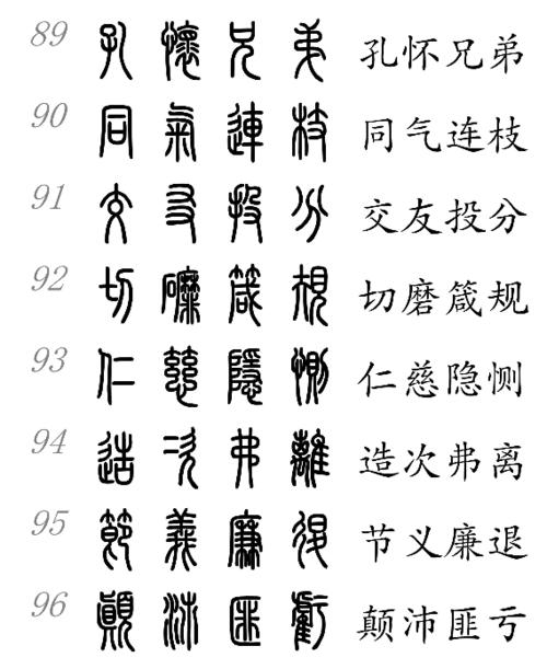 篆书汉字对照表_篆体字转换器