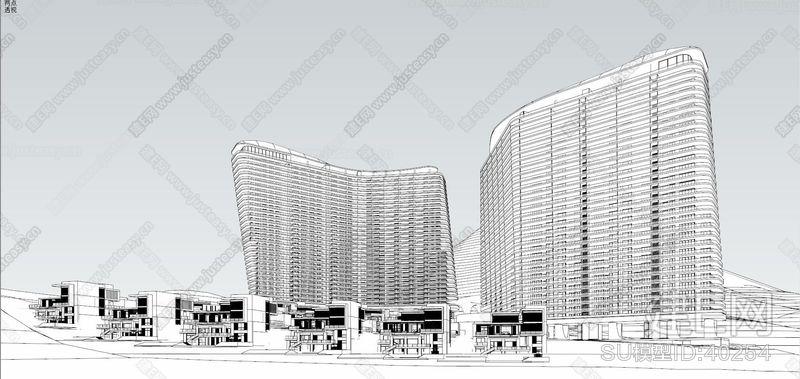 su模型首页 建筑 酒店建筑 酒店白模[模型id:40254]