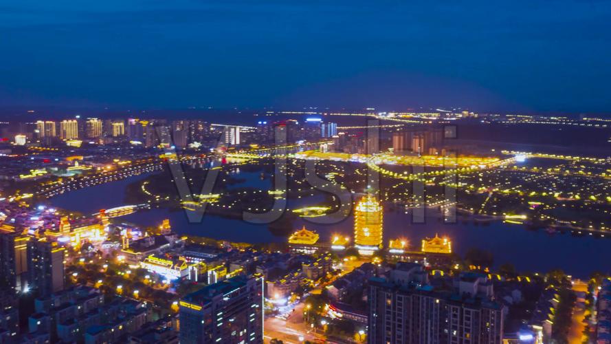 眉山市城市风光日转夜大范围航拍延时