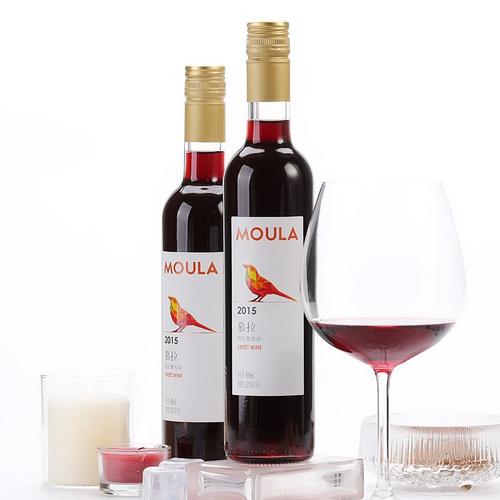 慕拉moula甜红葡萄酒自酿葡萄酒甜型冰红甜酒女士葡萄酒500ml2支装