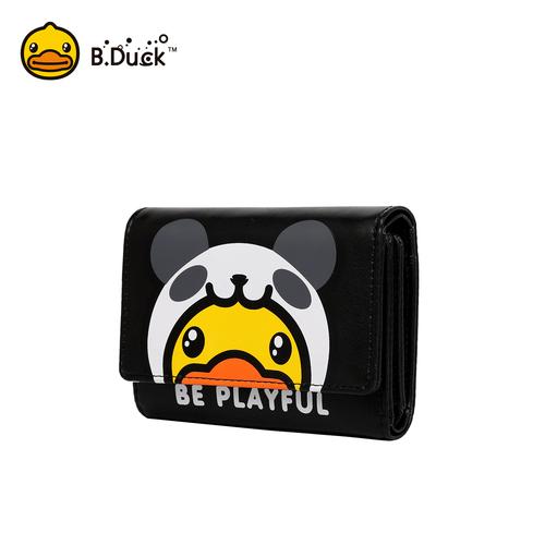 duck小黄鸭熊猫系列pu短款钱包2017新款卡通可爱多功能时尚钱包