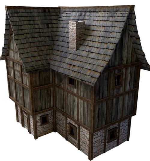 中世纪房屋blender模型展示