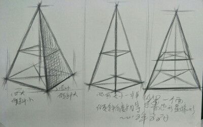 《结构透视讲解与练习》《石膏几何形体之四棱锥》