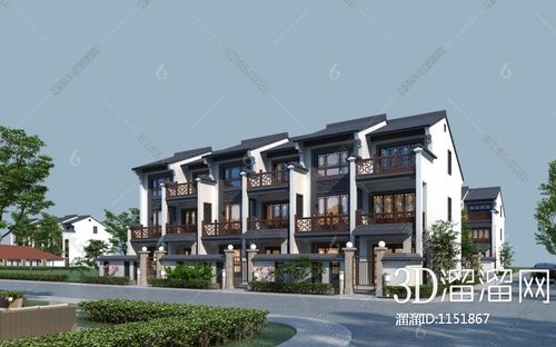 新中式联排别墅3d模型
