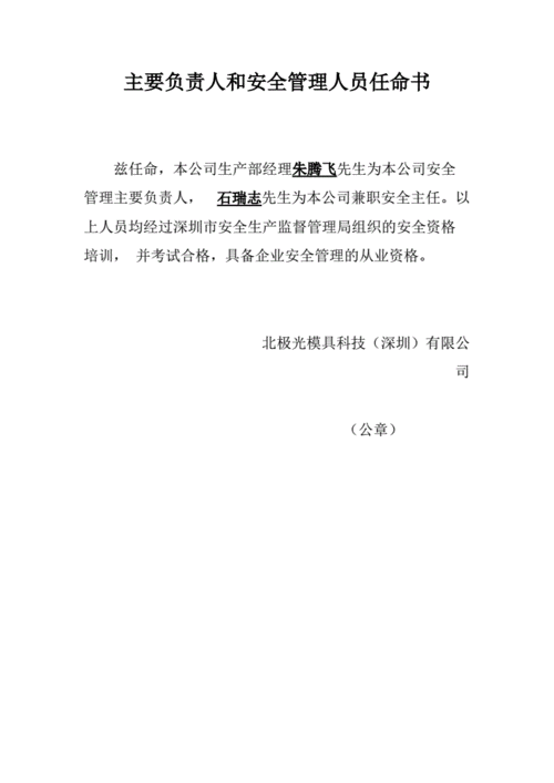 主要负责人和安全管理人员任命书.doc 1页