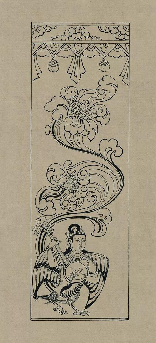 莫高窟 敦煌 壁画 线描人物稿莫高窟3窟 元 金刚力士莫高窟14窟 晚唐
