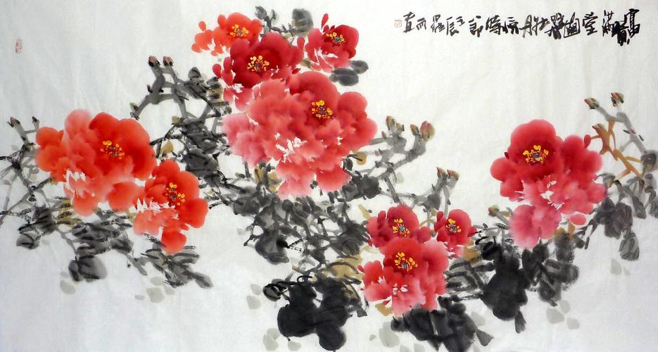 【品墨轩】书画国画名家字画罗雨大六尺牡丹花鸟画1.1971c