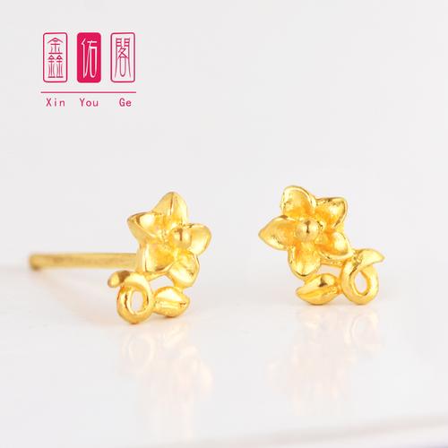 黄金小耳钉纯金耳棒棍999足金养耳棒纯金耳环新款养耳洞小鼻唇钉
