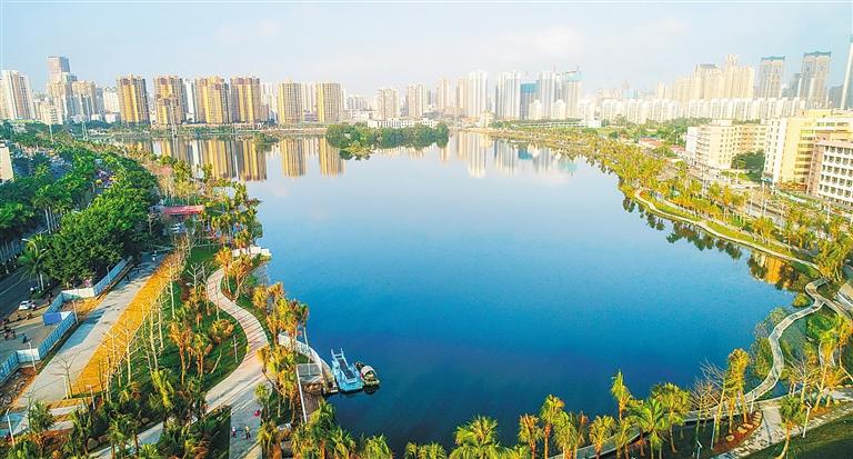 海口红城湖从海宅塘到城市公园 沧海桑田城中湖
